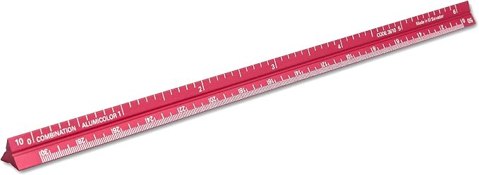Alumicolor 3610-4 Aluminum Combination Pocket Scale, 6IN, Red by Alumicolor