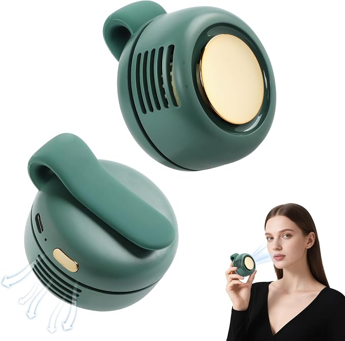 Portable Silent Mini Bladeless Fan Clip On,3 Speeds Clip-On Fans For Shirt,Small Clips Fanmini Whirlwind Fans For Waist Clips Suitable For Outdoor & Travel & Office (Green) by Unknown
