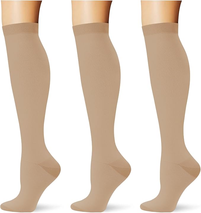 (3 pairs) Compression Socks 20-30 mmHg Long Knee High Socks for Women Men Support Athletic Travel Daily Wear by Saniripple