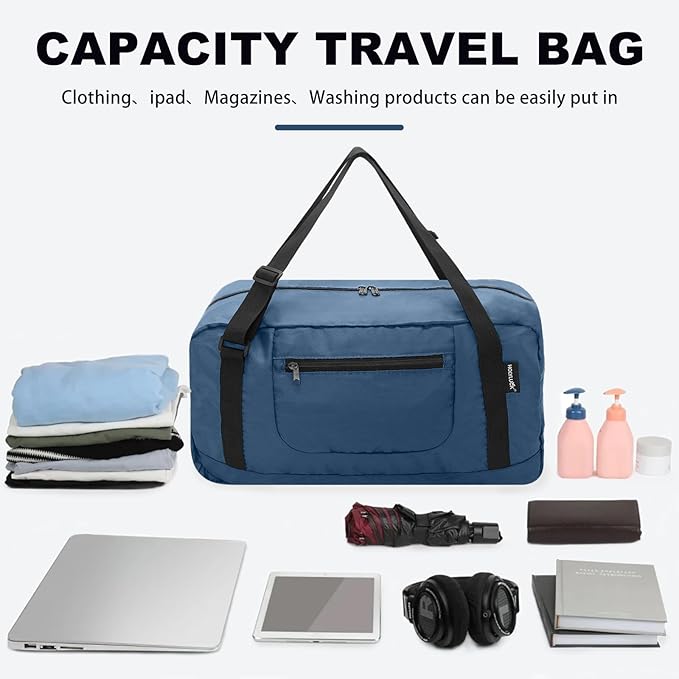 HOLYLUCK Foldable Travel Duffel Bag For Women & Men Luggage Great for Gym - Airforce blue - Image 3