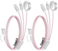 2Pack Travel Essentials for Apple Watch Charger,3-in-2 Multi Charging Cable | Cruise Vacation Camping Essentials for iPhone Charger,Type C/Lightning for iWatch,iPhone 17-12,Xbox Series X&S-5FT Pink by Accessoriesforphoneandelectricproducts