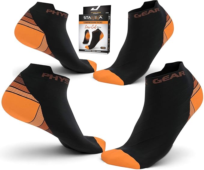 Physix Gear Short Compression Socks for Men & Women - Best Low Compression Socks Women & Men Ankle Socks with Arch Support - Image 2