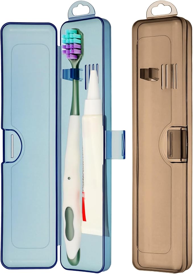 Molain 2Packs Toothbrush Travel Case, Portable Breathable Toothbrush Travel Holder Compact Plastic Case for Camping Gym Office Business Trips Vacation by Molain