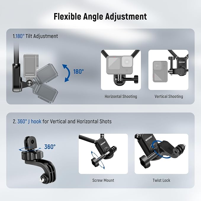 NEEWER Magnetic Neck Mount Compatible with GoPro DJI Insta360 iPhone, GP15 | Compatible with Hero 13 12 11 MAX DJI Action 4 Insta360, Quick Release, Flexible POV Action Camera Mount Adapter Phone Holder - Image 5