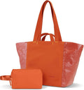 Lightweight Carryall Tote Bag for Women, 25L Expandable Travel Work Bag with Tablet Sleeve, Gym Tote with Yoga Mat Holder & Wet Dry Pocket, 3-Piece Set with Shoe Bag & Cosmetic Pouch (Orange-red) by LighttoGoFreetoRoam