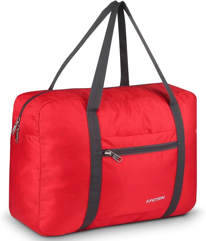F.FETIVIN Personal item travel bag 17.7x12.6x6.3 for Spirit Airlines Lightweight carry on duffle bag water resistant for Gym,Sports,Vacation(Red) by FFETIVIN