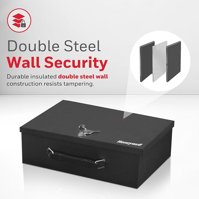 Honeywell Safes & Door Locks - Small Safe Box for Home - Fire Resistant Documents Lock Box with Keys - Steel Security with Key Lock for Personal Items, Jewelry, Money - 0.17 Cubic Feet - Black - 6104 - Image 4