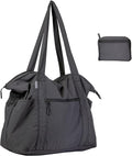 Ultra Light Packable Tote Bag Nylon for Travel, Lightweight Polyester Foldable Duffel Totes with Zipper, 25L Collapsible Compact Dark Grey by Fynarzel
