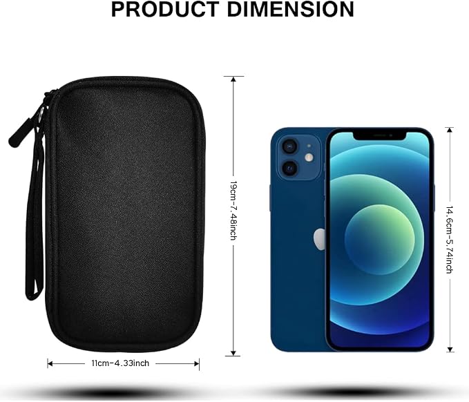 Electronics Organizer Bag Pouch Cable Charger Organizer Travel Shockproof Cord Carrying Case for Earphone Powerbank USB Hard Drive SD Card (Black) - Image 2