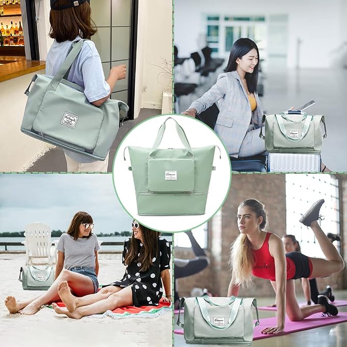Large Capacity Foldable Travel Bag | Expandable Portable Carry on Bag Dry&Wet Separation Sports Duffel Bag - Image 2