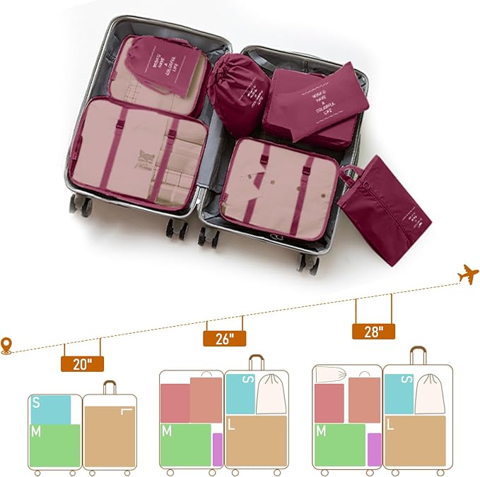 Packing Cubes for Travel- 8 Set Luggage Organizer Bags for Family, Mesh Breathable Travel Packing Cubes for Suitcases Durable Travel Essentials Bags Set (Red, 8 Set) - Image 4