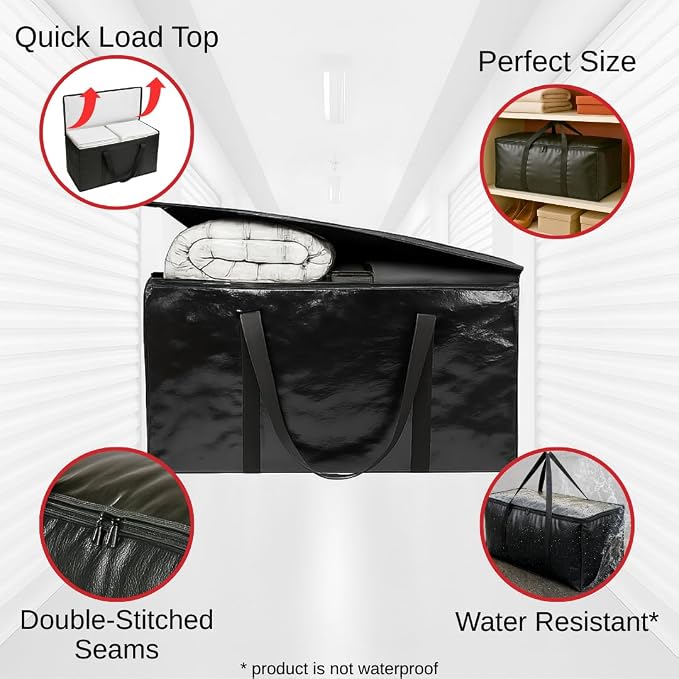 BAG-THAT! 6 - Pack Heavy Duty Large Moving Bags, with Strong Zipper and Comfortable Handles Durable & Sturdy Clothes packing Storage Bags Totes Bins Packing Moving Boxes College Supplies for moving. - Image 2