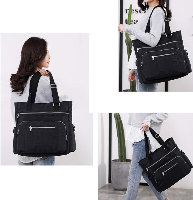 Multi Pocket Nylon Totes Handbag Large Women's Shoulder Bag Travel Purse - Image 4