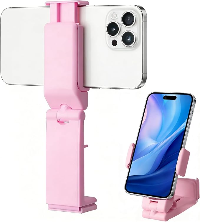 Airplane Phone Holder, Foldable Phone Holder for Airplane Seat Back Luggage Pole Desk 360° Rotation for Multi-Directional Viewing, Travel Essentials Holds Cell Phones (Pink 1pcs) by Unknown
