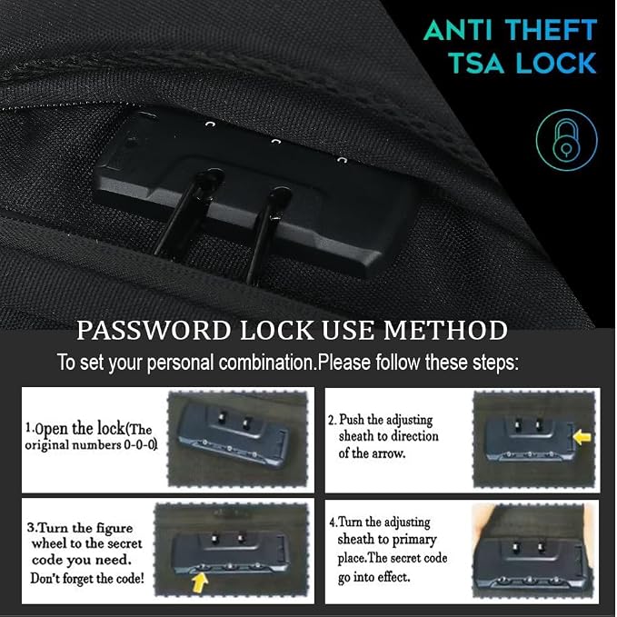 Smell Proof Backpack with Lock,Water Resistant Smell Proof Bags Travel Laptop Backpack,Large Capacity Carbon Enduring Smell Proof Stash Bag with Lock for Men Women (Black) - Image 4