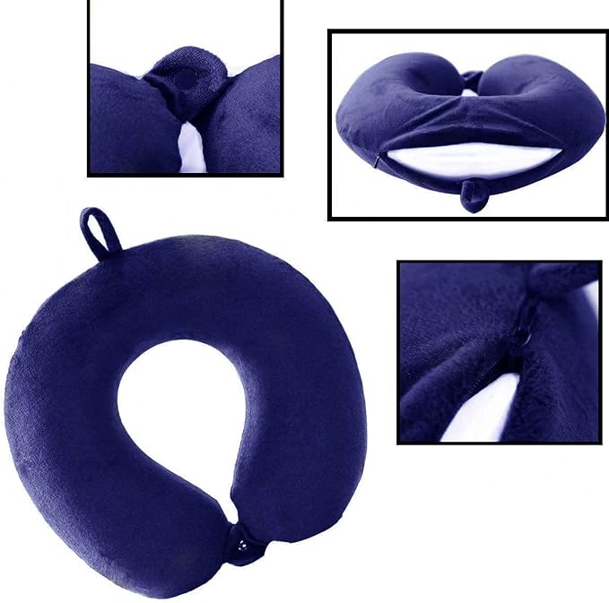 Travel Pillow - Memory Foam Neck Pillow Support Pillow,Luxury Compact & Lightweight Quick Pack for Camping,Sleeping Rest Cushion (Blue) - Image 2