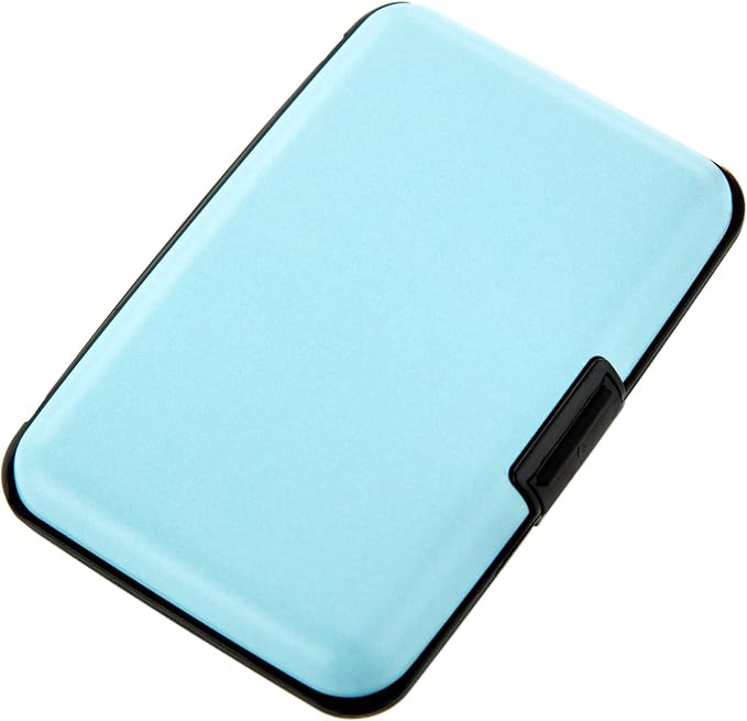 Credit Card Holder, RFID Blocking Metal Card Wallet for Women Men Slim ID Card Holders Protector Aluminum Business Hard Case (Sky Blue) by Kaabao