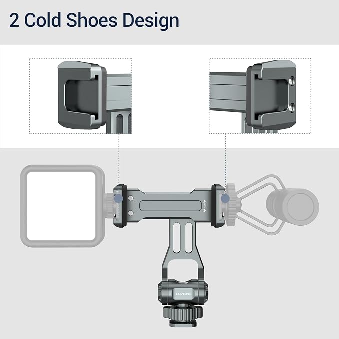 Aluminum Phone Mount for Camera Hot Shoe | 360° Adjustable Smartphone Holder with 2 Cold Shoe Mounts | Universal Compatible with iPhone 15/Sony/Canon/DJI Ronin Gimbals- Vlogging Accessories - Image 4