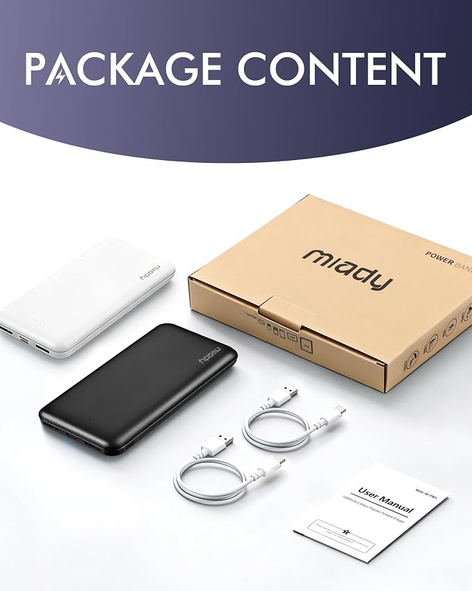 Miady 2-Pack Portable Charger, Slim 10000mAh Power Bank Travel Battery Pack | Dual USB丨3 Outputs 2 Inputs丨for Backpack Travel Camping丨Slim丨Compatible with iPhone Android etc丨Flight-Safe丨37Wh丨Flag Edtion - Image 8