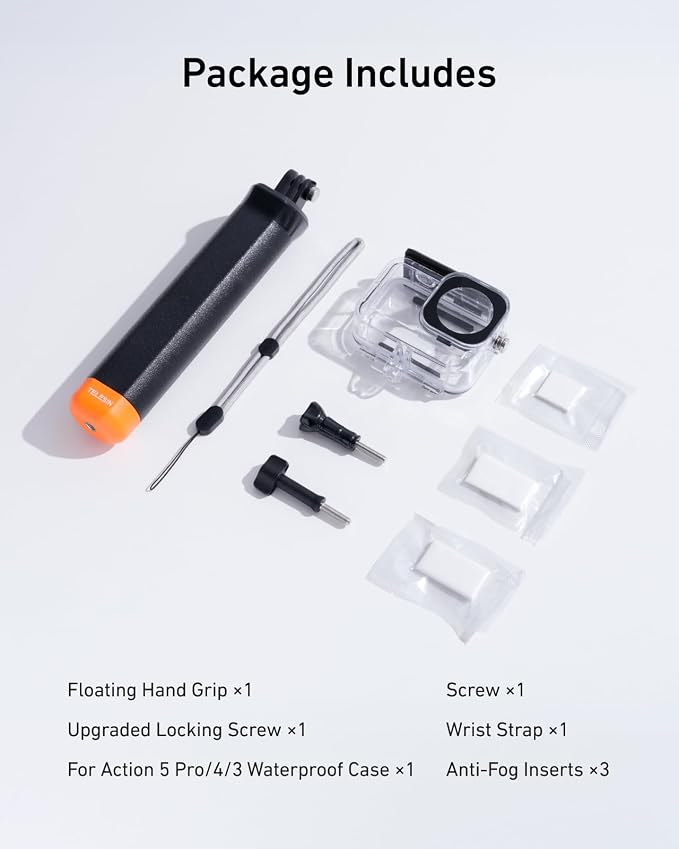 TELESIN Waterproof Case With Floating Stick for DJI Action 5 Pro Action 4/3 Camera, with Anti-Fog Underwater Housing Shell Cage Supports 60M/196FT Deep Diving Scuba Snorkeling with Quick Release Screw - Image 4
