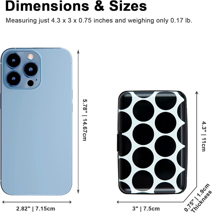 Credit Card Holder Wallet for Women Men RFID Blocking Small Metal Business Aluminum Protector Sleeves Slim Mini Cards Case (Black White Polka Dot) - Image 5