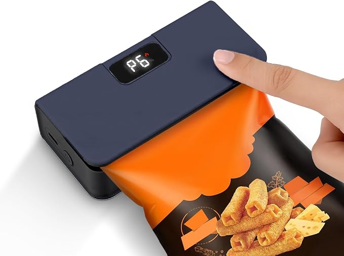 Rechargeable Mini Bag Sealer,6 Adjustable Levels Portable Heat Sealer With Cutter & Magnetic For Food Storage,Sealing Machine For Chip Plastic & Mylar Bags,Kitchen Gadgets for Food Resealer& Freshness by WixbFyn