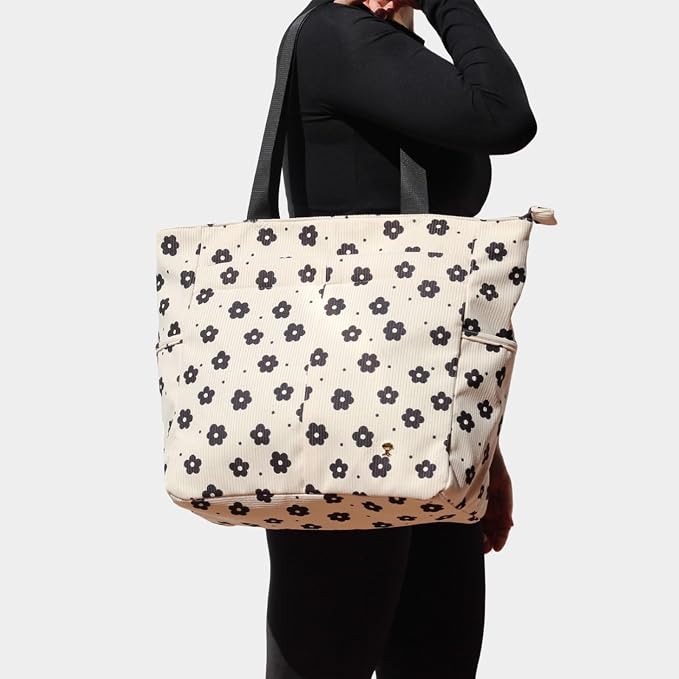ESVAN Original Floral Tote Bag Large Shoulder Bag with Multi Pockets for Gym Travel Beach Daily Bags - Image 2
