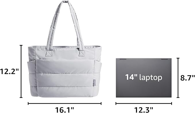 BAGSMART Tote Bag for Women, Lightweight Puffy Tote Bag with Compartments Shoulder Bag Handbag for Travel, Work, Gym | Lightweight - Image 3