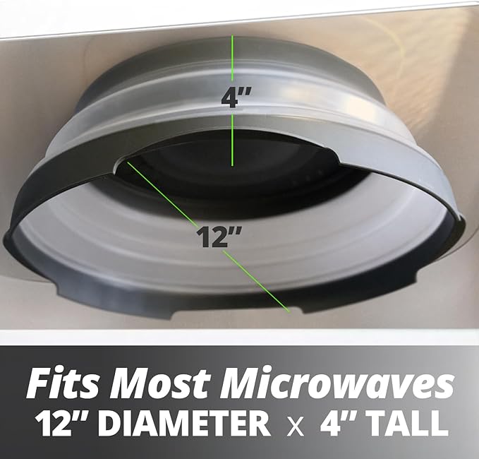 HOVER COVER Magnetic Microwave Splatter Cover - 12-Inch Collapsible - Gray | High Power, Stronger Magnetic Grip, BPA-Free Lid, Vented Plate Guard with Steam Vents, Dishwasher Safe, Space-Saving Storage - Image 2