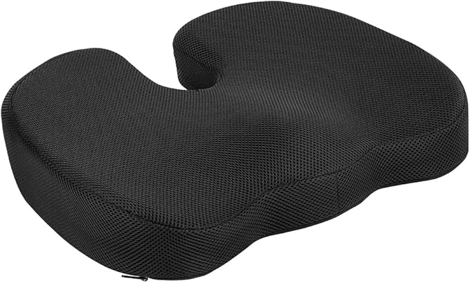 Amazon Basics Comfortable Seat Cushion for Office Chairs, Enhanced Memory Foam with Cooling Gel, Non-Slip, Long Sitting Support, Black - Image 2