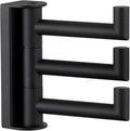 Angle Simple Swivel Towel Hook 3 Arms, Robe Coat Wall Hook, Matte Black | SUS304 Stainless Steel, Foldable Hand Bath Towel Holder for Bathroom Kitchen Closet, Sturdy Space Saver, Screws Mounted by AngleSimple