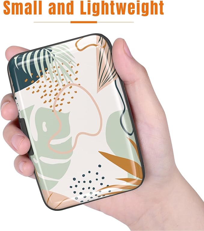 Rimilak Aluminuml Credit Card Holder,Boho Plants | Mini Credit Card Wallet RFID Blocking Slim Metal Hard Case for Women Men - Image 3