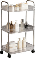 Sooyee Clear 3-Tier Plastic Rolling Utility Cart with Wheels | Multi-Functional Storage Cart Trolley, For Office, Bathroom,Living Room, Kitchen, Movable Storage Organizer by Sooyee