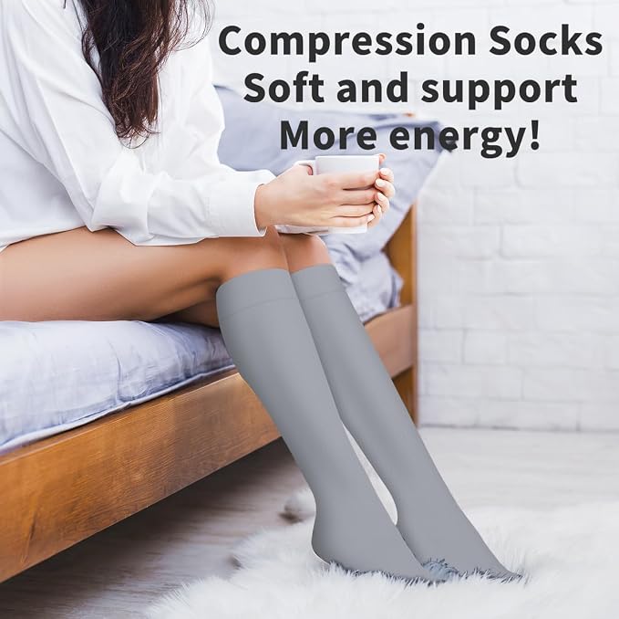COOLOVER 4 Pairs Compression Socks for Women & Men Circulation 15-20mmHg -Best Support for Nursing, Athletic, Cycling, Flight - Image 4