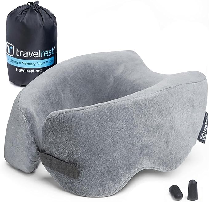TRAVELREST Nest Neck Pillow Travel Essentials - Memory Foam Support - Grey | Breathable, Compact, Soft and Comfortable Design, Head & Shoulder Support For Long Flight Travel, Lightweight Washable Cover - Image 7