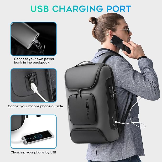 BANGE Business Laptop Backpack Fit for 15.6 INCH,Travel Backpack with USB Charging Port,Men Travel Backpack with Water Bottle Holder for Men and Women… - Image 5