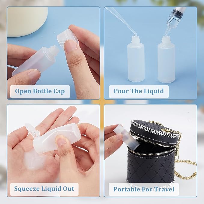 BENECREAT 10 Pack 12ml Small Plastic Flip Cap Sample Bottle Empty Refillable Travel Bottles for Makeup Cosmetic Toiletries Product - Image 4