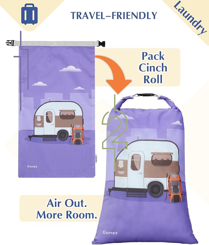 Gonex 10-Piece Compression Packing Cubes with Travel Organizer Set | Unique Printed Design, Ripstop Fabric, Double-Zip Compression, Shoe Bag, Laundry Bag, Accessories Bag - Image 6