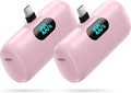 [2 Pack]Mini Portable Charger Power Bank for iPhone 17/16/15 Series,5000mAh PD USB C Cell Phone Portable Power,Travel Essentials Battery Pack for iPhone 17/17 Air/16/16 pro/15/Android/Samsung Galaxy by Feob