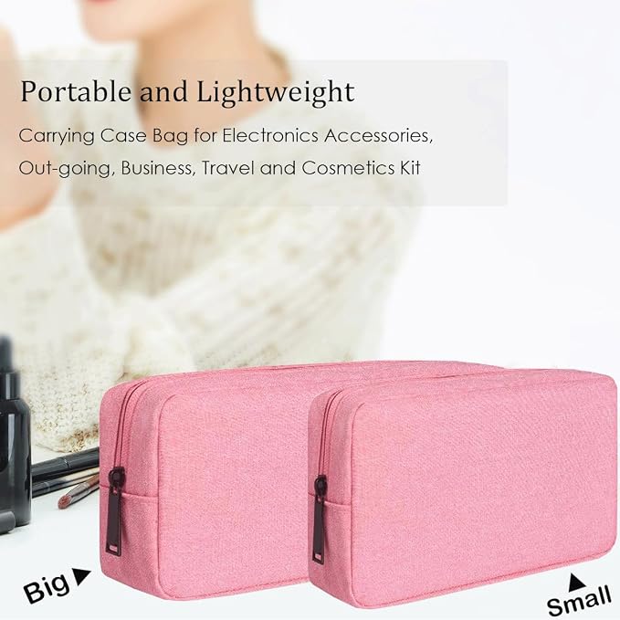 CAAORDKSO Electronic Organizer Case, Travel Cable Organizer Bag Pouch Electronic Accessories Carry Case Waterproof Electronic Accessories Bag for Cable, Cord, Charger, Power Bank, Earphone (Big-Pink) - Image 5