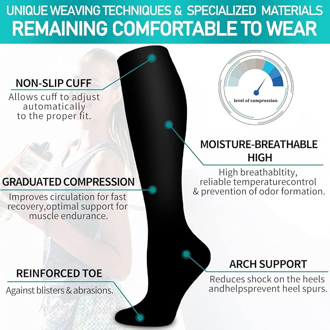 COOLOVER Copper Compression Socks for Women and Men(6 Pairs)-Best Support for Running, Athletic, Travel - Image 5