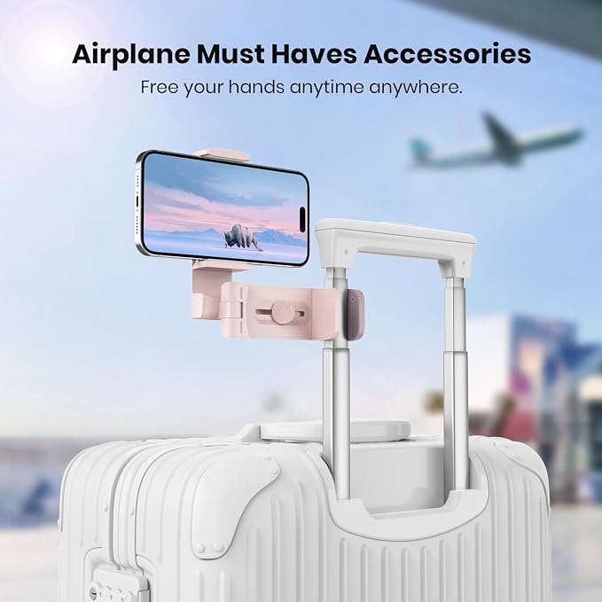 Valentine's Airplane Phone Holder, Klearlook Universal Flight Phone Mount with Multi-Directional 360° Rotation, Travel Must Haves Handsfree Gadgets for Flying, Table, Pink - Image 2