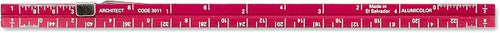 Alumicolor Aluminum Architect Pocket Scale With Clip, 6IN, Red - Image 2