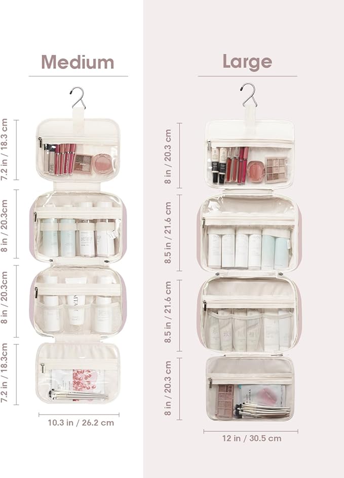Narwey Travel Toiletry Bag for Women Large Hanging Makeup Bag Organizer Toiletries Bag for Full Size Essentials Accessories Cosmetics (Dusty Rose (Large)) - Image 3