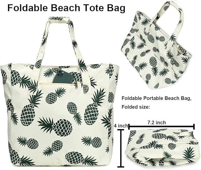 LEDAOU Large Beach Bag for Women, Waterproof Sandproof Tote Bag with Zipper | 36L Pool and Swim bag with Zipper, Wet/Dry pocket and 7 Pockets for Beach Days, Cruises, Vacations and Family travel - Image 4