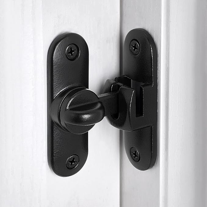 2 Packs Matte Black 90/180 Degree Barn Door Latches,Flip Gate Lock | Zinc Alloy Flip Gate Latches,Right Angle Door Lock,for bedroom,garage,sliding door,window,cabinet,drawer,pet enclosures - Image 3