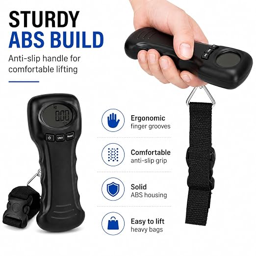 Digital Luggage Scale 50kg 110lb ABS Portable Travel Baggage Scale Anti Slip Handle Auto Lock LCD Display Hanging Luggage Scale with Manual for Travel Suitcase Airport - Image 4