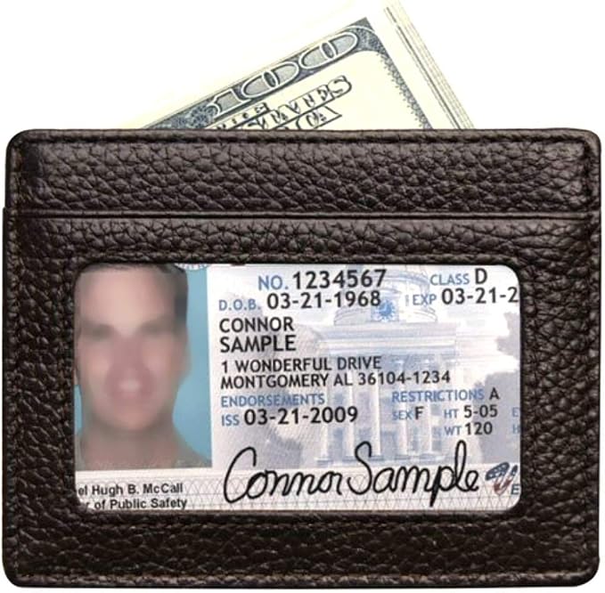 RFID Protect Slim Minimalist Pocket Leather Wallet Card Holder - Brown - Image 2