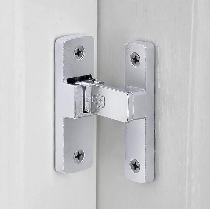 Silvery 90 Degree Barn Door Lock ，Right Angle Door Lock Latch | Zinc Alloy Flip Gate Latches,for bedroom,garage,balcony,barn,sliding door,bathroom,window,cabinet,drawer,pet enclosures by INIRET