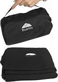 BlueHills Ultra Compact Travel Blanket Pillow Airplane Warm Portable Black | Portable Bag/Case, Hand Luggage Belt & Carabiner, Compact Carry Pouch, Large Size Blanket for Airplane, 70 X 56 Long Flights by BlueHills